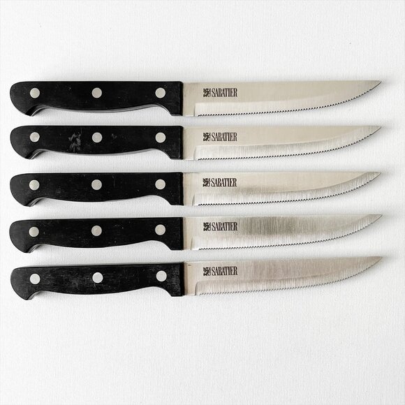 Sabatier Set of 5 Steak Knives 4.5" Stainless Steel Serrated Blade - Picture 2 of 9